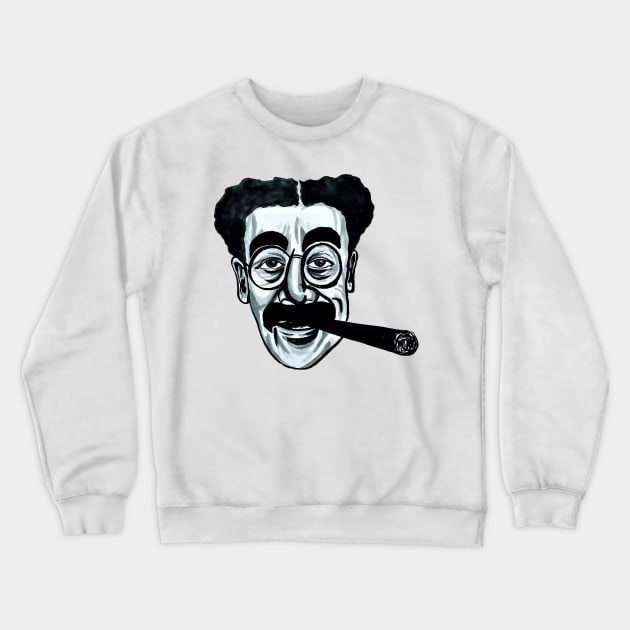 Groucho Marx Illustration with cigar Crewneck Sweatshirt by smadge